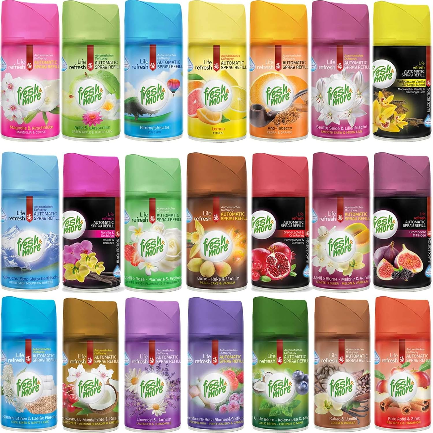 12x Fresh &amp; More Mix Paket Lufterfrischer Für Automatische Duftspender -250ml