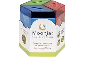 Classic MoonJar Award Winning SAVE SPEND SHARE Educational Tin Toy Bank with Passbook| Moneybox for Children 3+ Years | Teaches Responsible Money Management & Financial Skills