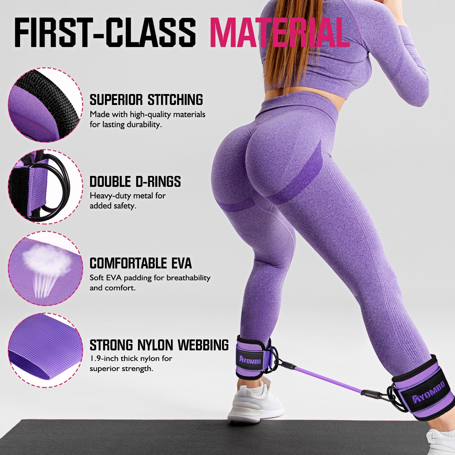 Ankle Resistance Bands with Cuffs, Home Gym Workout Equipment, Lifting Glute Butt Exercise Equipment for Women, Ankle Weights Fitness Band Set, Leg Booty Equipment for Training Perfect Body Shape - Image 3