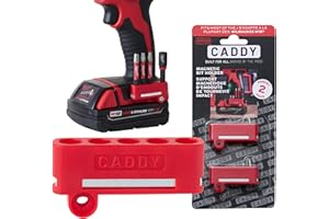 CADDY Milwaukee M18 Bit Holder | 2-Pack | Magnetic, Holds 5 Bits, Fits Left & Right Side of Impact Driver, Red, Plastic