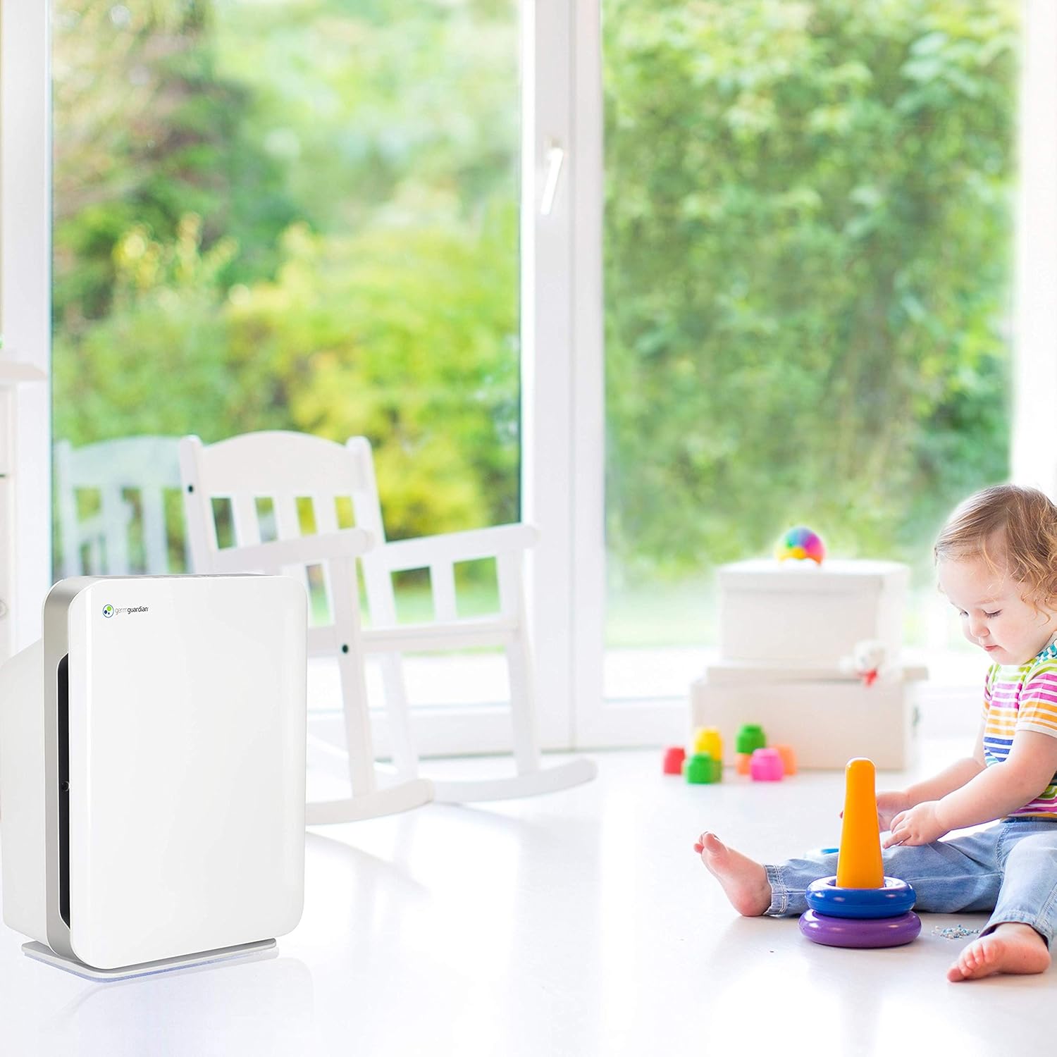 GermGuardian Air Purifier 4 in 1,High CADR True HEPA Filter, Large Rooms to338 sq ft, UV Light Sanitizer Eliminates Germs, Filters Allergies, Pollen, Smoke, Dust, Pet Dander,Mold, Odors,QuietAC5900W: Health & Personal Care