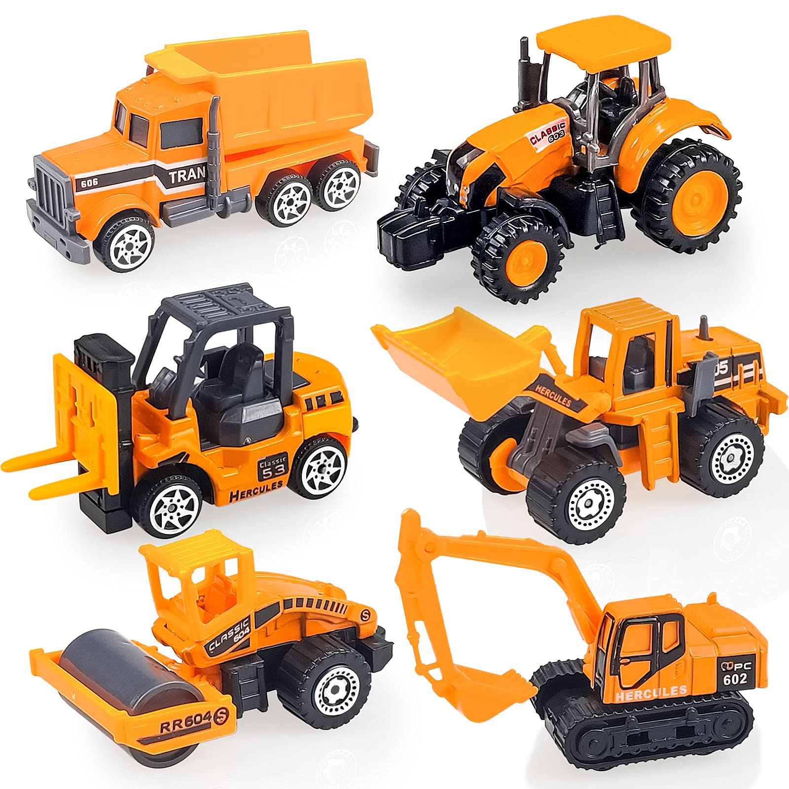 Tcvents Construction Vehicles Toys, Kids Toy Cars for Boys Mini Digger Cake Toppers Diecast Metal Engineering Trucks, Gift for Kids Age 3 4 5 6-9 Year Olds，6Pcs Set — image 1
