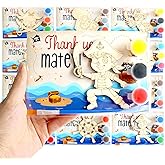 12 Pack Pirate Party Favors for Kids – Individually Wrapped Paint Your Own Wooden Magnet Craft Kits with Thank You Card, Treasure Hunt Birthday Supplies for Boys & Girls
