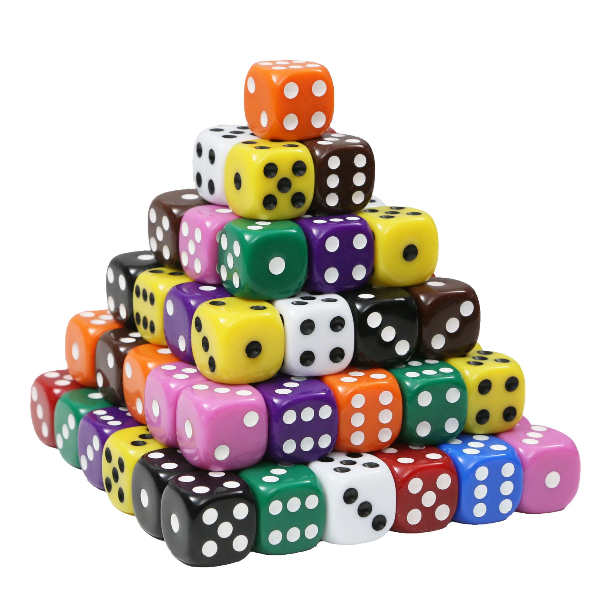 Dice Gaming Set 100 Six Sided Dice 10 Colors with Storage Bag 50 Dice Games Book Included