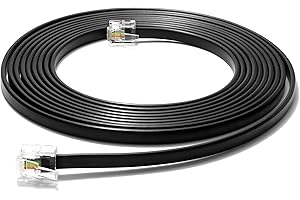 RetailAndBulk 8FT RJ11 Telephone Cord – Pro Grade 4-Wire Landline Phone Cable, 100% Copper, Heavy Duty PVC Jacket, Thick Gold Contacts for Phone, Fax, DSL (8 Foot - Black, Made in USA)