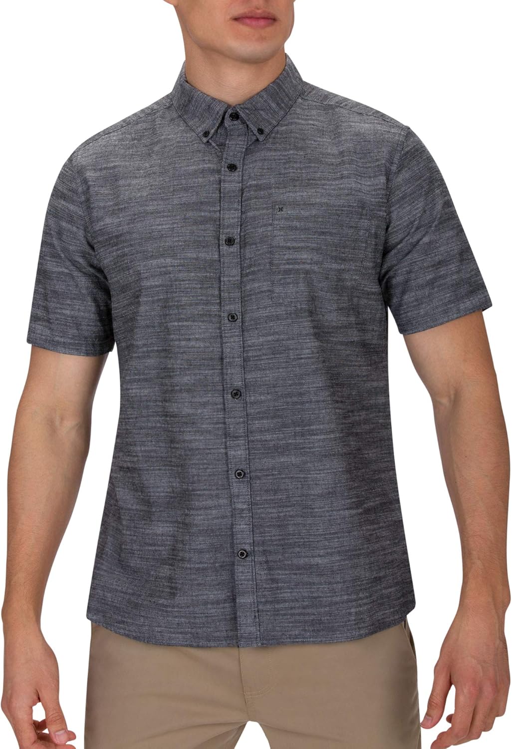 Hurley Men's One & Only Textured Short Sleeve Button Up: Clothing