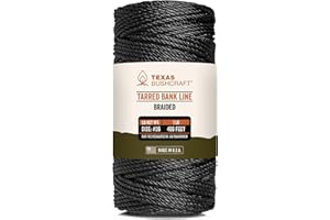 Texas Bushcraft Tarred Bank Line Twine - #36 Black Nylon String for Fishing, Camping and Outdoor Survival – Strong, Weather Resistant Bankline Cordage for Trotline