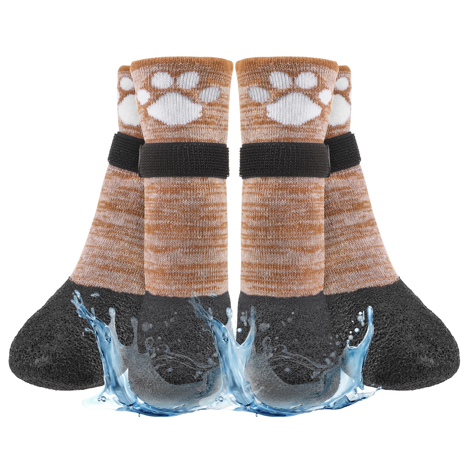 BEAUTYZOO Anti Slip Dog Socks Boots, Dog Shoes for Hot/Cold Winter Pavement, Waterproof Grip Dogs Booties Paw Protector for Hardwood Floor, Prevent Licking for Small Medium Large Dogs Puppy Senior Old