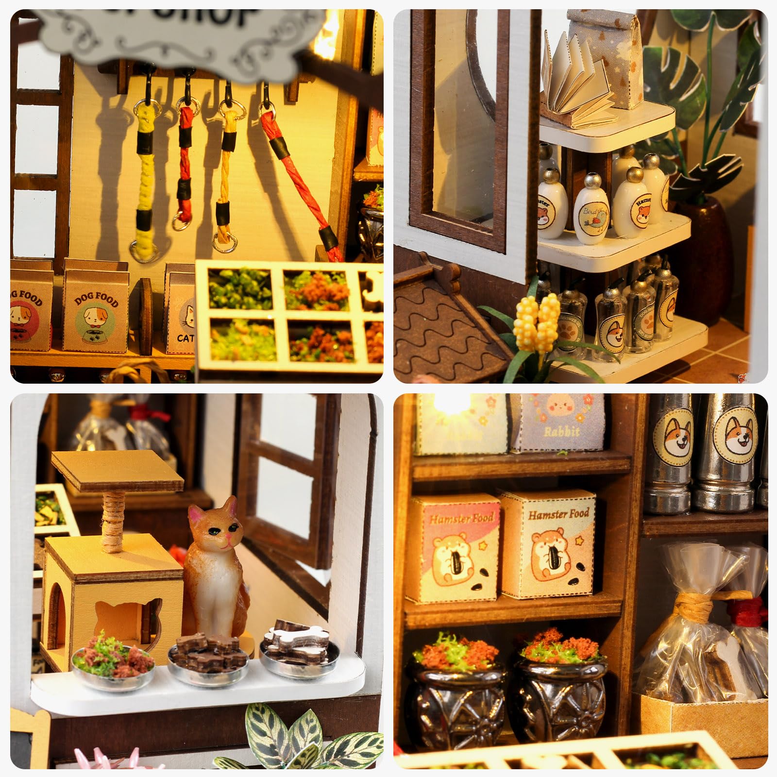 GuDoQi DIY Miniature House Kits, DIY Miniature Dollhouse Kit with Furniture, Tiny House Kits 1:24 Scale, Creative DIY Crafts for Adults Teen, Easter Day Birthday Gifts, Pet Shop