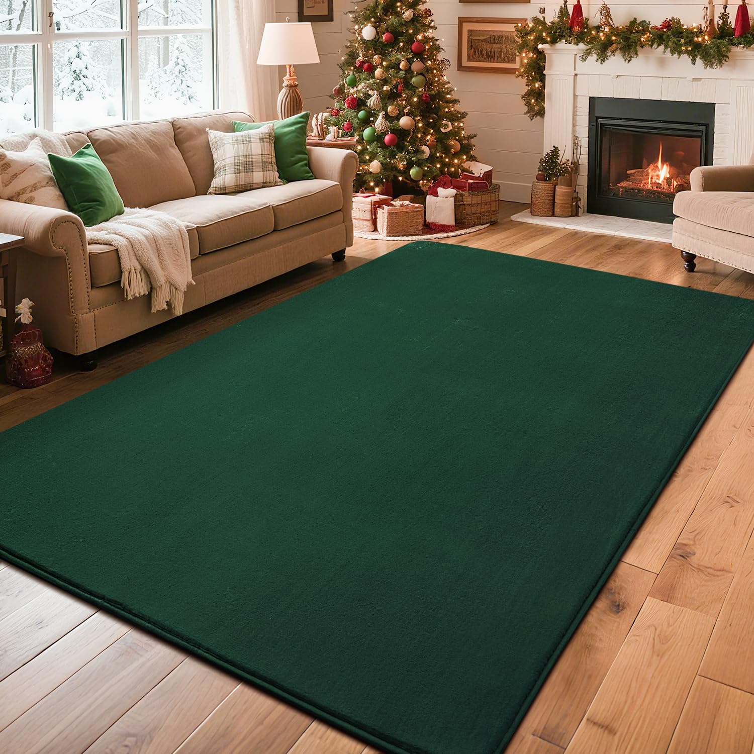 Przemy Washable Area Rug for Living Room Bedroom, 5x7 Feet Green Memory Foam Rug, Super Soft Modern Indoor Carpet for Kids Room Boys Girls Dorm Bedside Nursery Decor Image