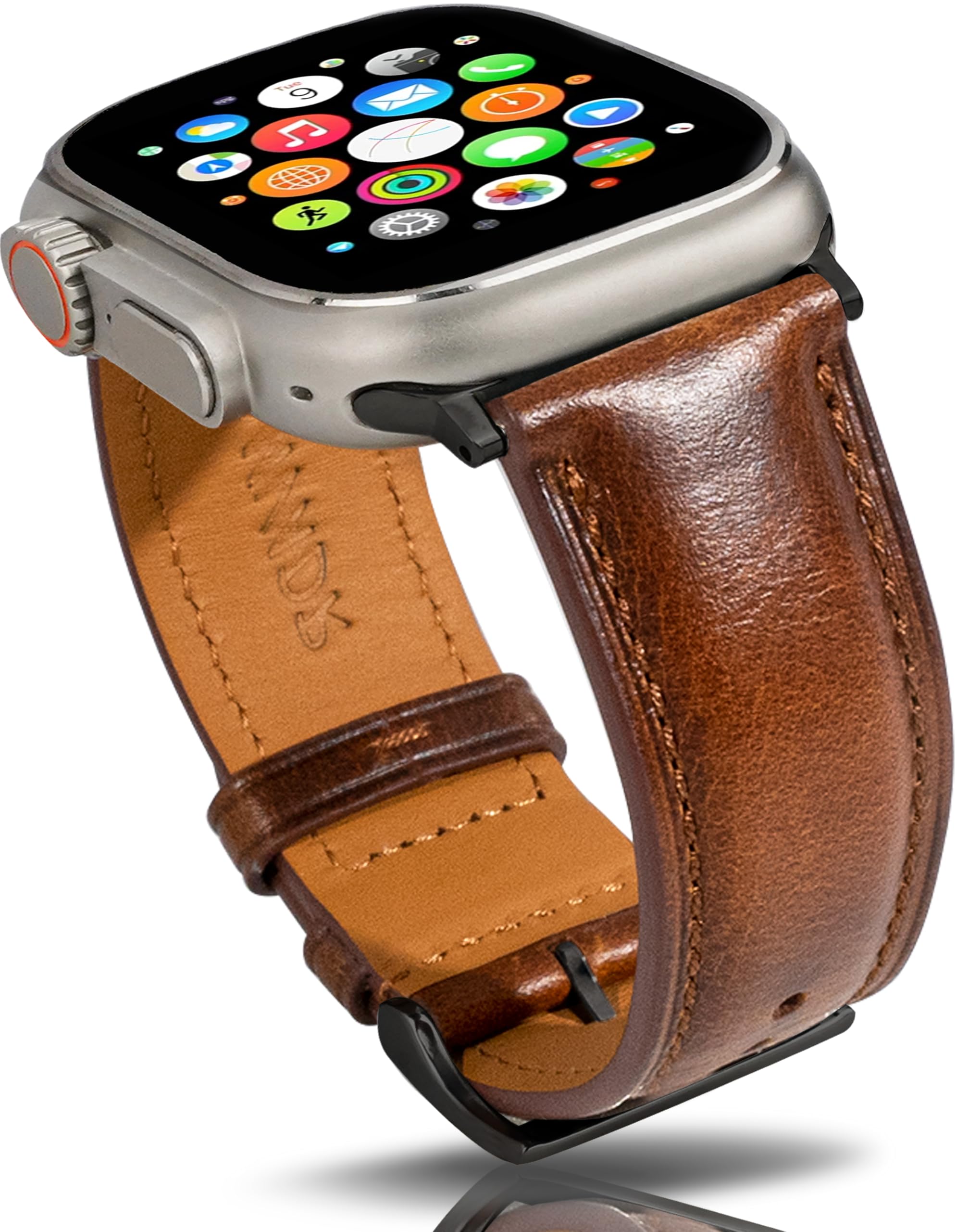 Vintage Leather Bands Compatible with Apple Watch Band 38 40 41 42 44 45 49mm,Wax Oil-tanned Leather Strap for Women's iWatch Series 9/8/7/6/5/4/3/2/1 SE SE2 SE3 (Tan, 38mm 40mm 41mm)