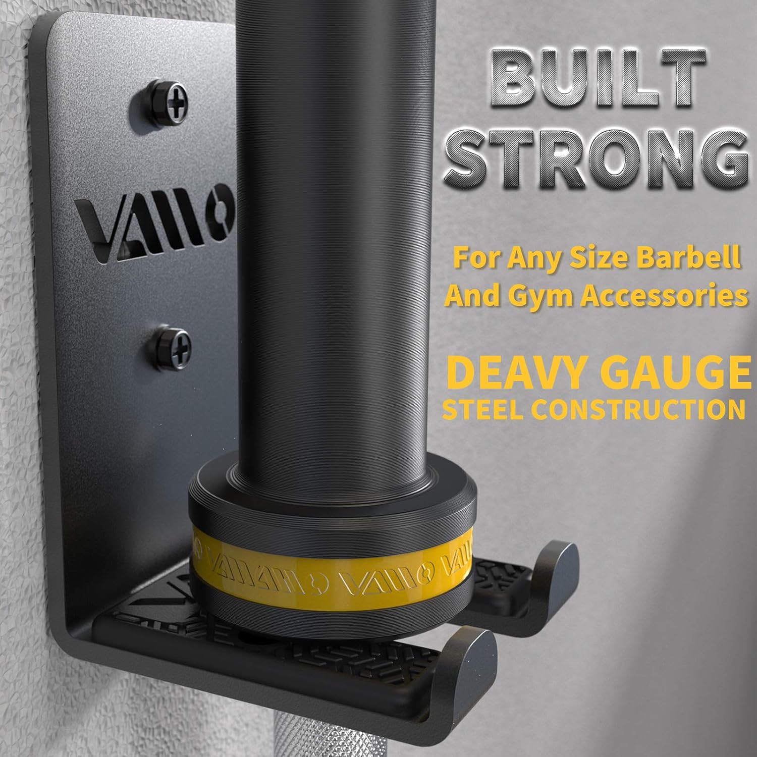 VAIIO Single Olympic Barbell Hanger, Garage Gym Bar Wall Rack, Vertical Barbell Mount Rack, Black Powder Coated, Space Saving Commercial or Home Gym Accessory, Holds Under 33mm Bar Size : Sports & Outdoors