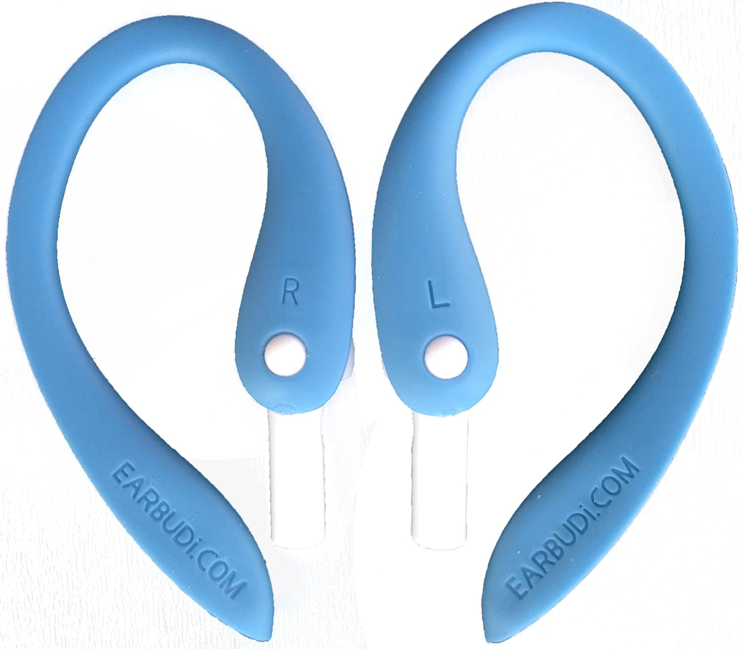 EARBUDi Ear Hooks, Adjustable Rubber Ear Loops, Made for Wired EarPods, Compatible with Apple EarPods, Blue