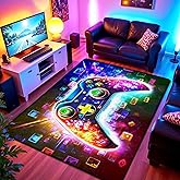 3x5 ft Neon Gaming Area Rug for Boys Room, Colorful Game Controller Carpet for Gamer Room Decor, Low Pile Non-Slip Video Game Rug for Teens Playroom or Game Zone - 02