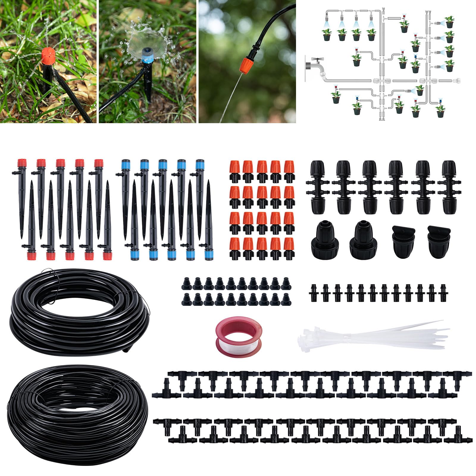 CHANGE MOORE Drip Irrigation System Kit, 240FT Garden Watering System ...