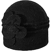 ZLYC Women Wool Cloche Bucket Hat 1920s Vintage Dress Winter Hats with Flower Accent
