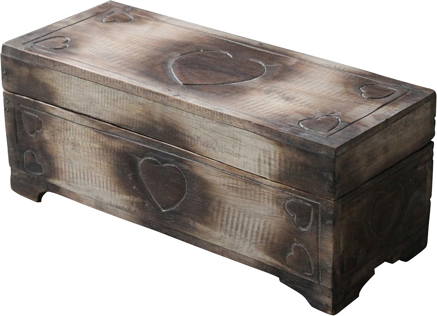 Wohnkult Holz Truhe Herz Schatztruhe 40 cm Kiste aus Palmenholz Antik