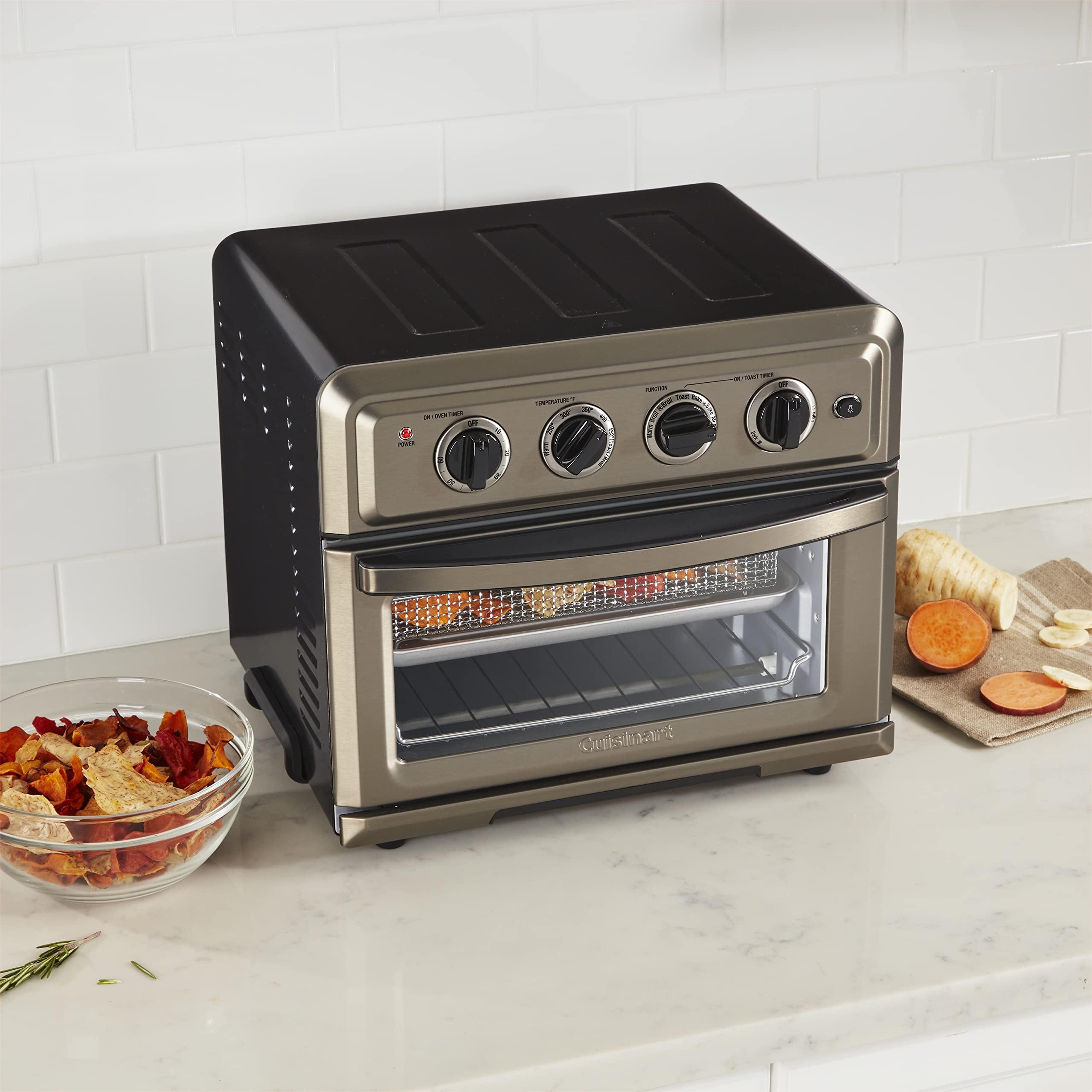 Cuisinart TOA-60BKS Convection AirFryer Toaster Oven, Premium 1800-Watt Oven with 7-in-1 Functions and Wide Temperature Range, Large Capacity AirFryer with 60-Minute Timer/Auto-Off, Black Stainless