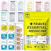 EVERLIT CARE Travel Essential Medicine First Aid Kit I Bonus Medical Supplies I TSA Compliant Mini Size Medkit for Traveling Camping Trips Individually Packed 64 Tablets (Refill Pack)