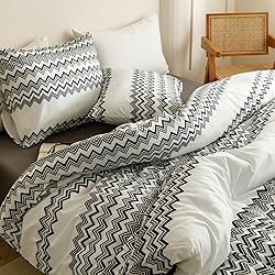 Cottonight Black Striped Comforter Set King Aztec