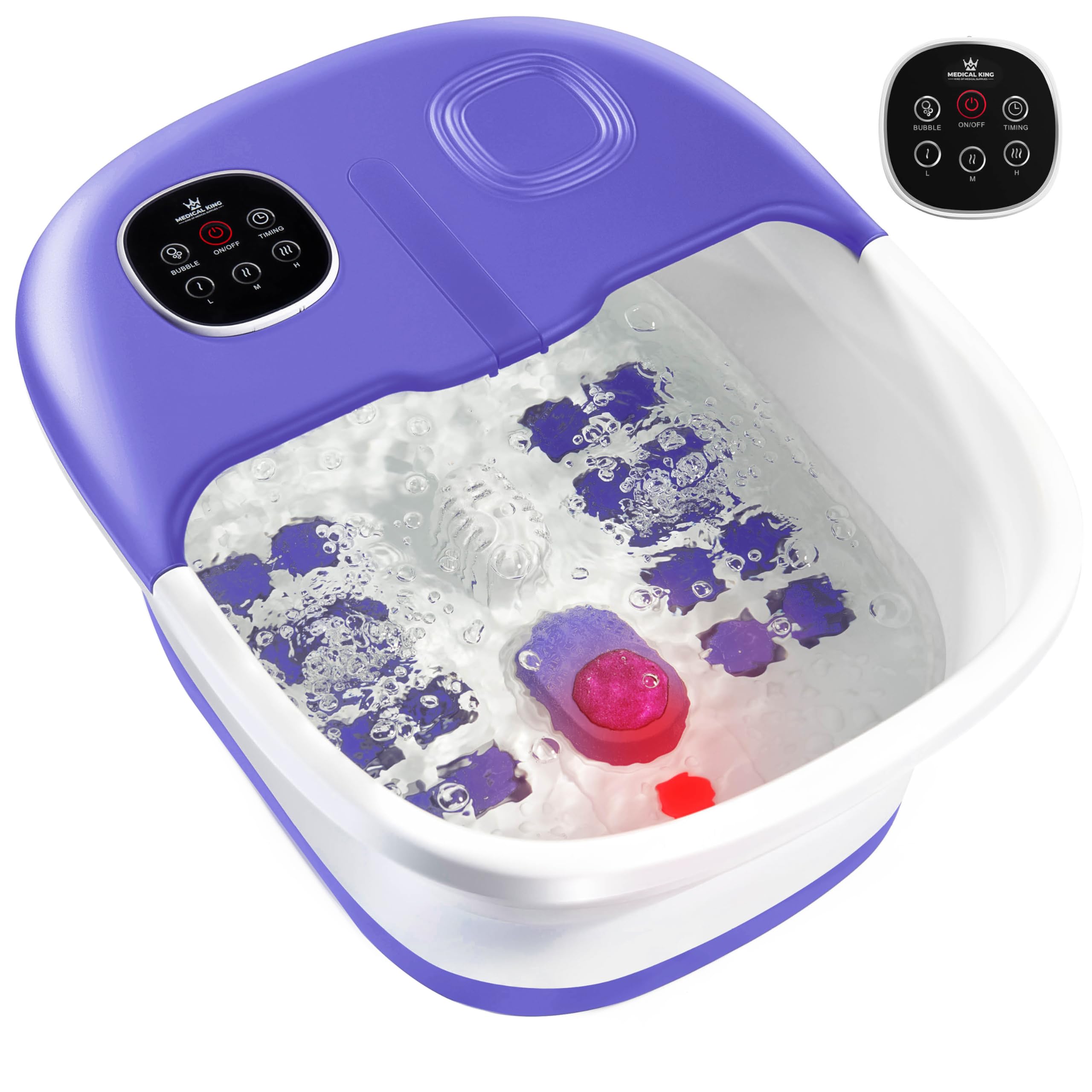 Photo 1 of Medical king Foot Spa with Heat and Massage and Jets Includes A Remote Control A Pumice Stone Collapsible Foot Spa Massager with Heat and Massage Bubbles and Vibration