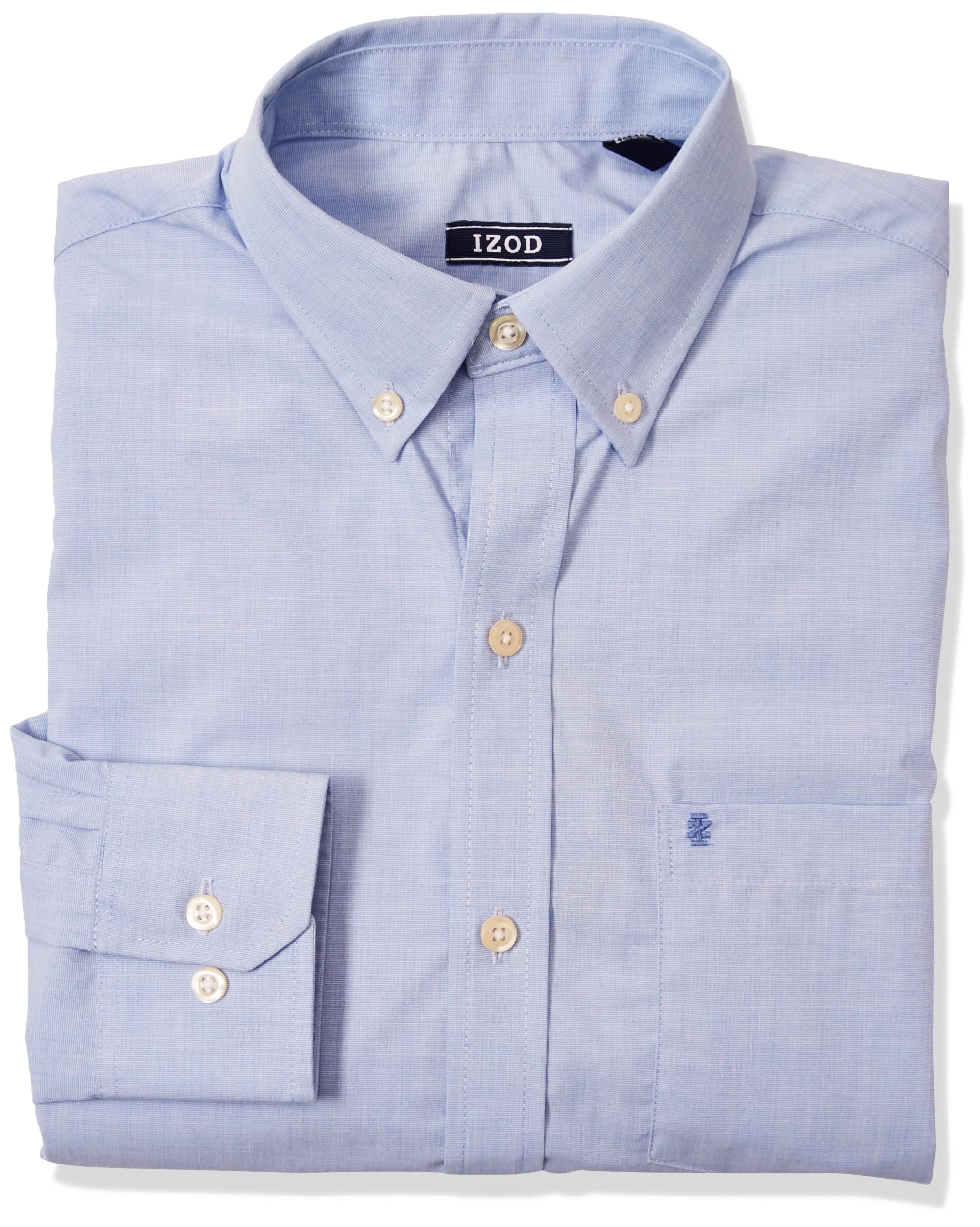 IZOD Men’s Performance Comfort Long sleeve Solid Button Down Shirt, American Dream, Small
