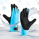 COOLJOB Thermal Warm Winter Work Gloves with Grip, Rubber Coated Touchscreen Waterproof Freezer Gloves for Warehouse, 1 Pair