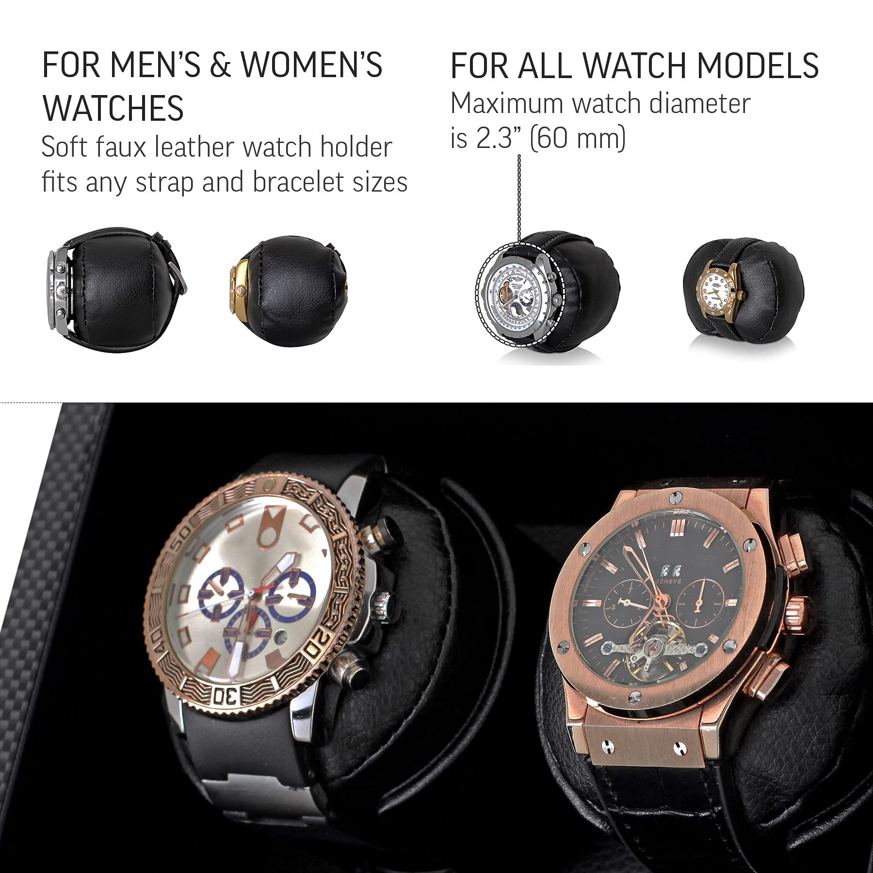 4 Watch Winder with Motor-Stop Option and Quiet Rotors (Carbon)