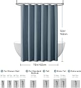 Linen Look Shower Curtain 182x182 cm Navy with Metal Hooks view 6
