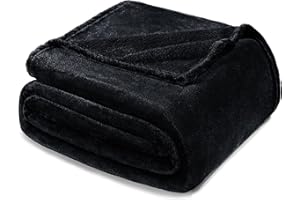 Exclusivo Mezcla Fleece Blanket King Size for Bed, Super Soft and Warm, All Season Use, Cozy, Plush, Lightweight, 90x104 Inches, Black