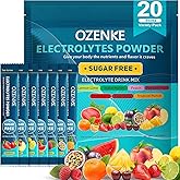 OZENKE Electrolytes Powder Packets, Hydration Packets, Electrolytes Powder No Sugar, Portable Electrolyte Drink Mix for Rapid Hydration, Sugar Free & Low Sodium | 0 Calorie | 7 Flavors | 20 Sticks