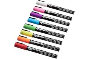 �鶹�� Basics Bullet/Chisel Reversible Tip Chalk Markers, Fine Point, 8-Pack, Bright Colors