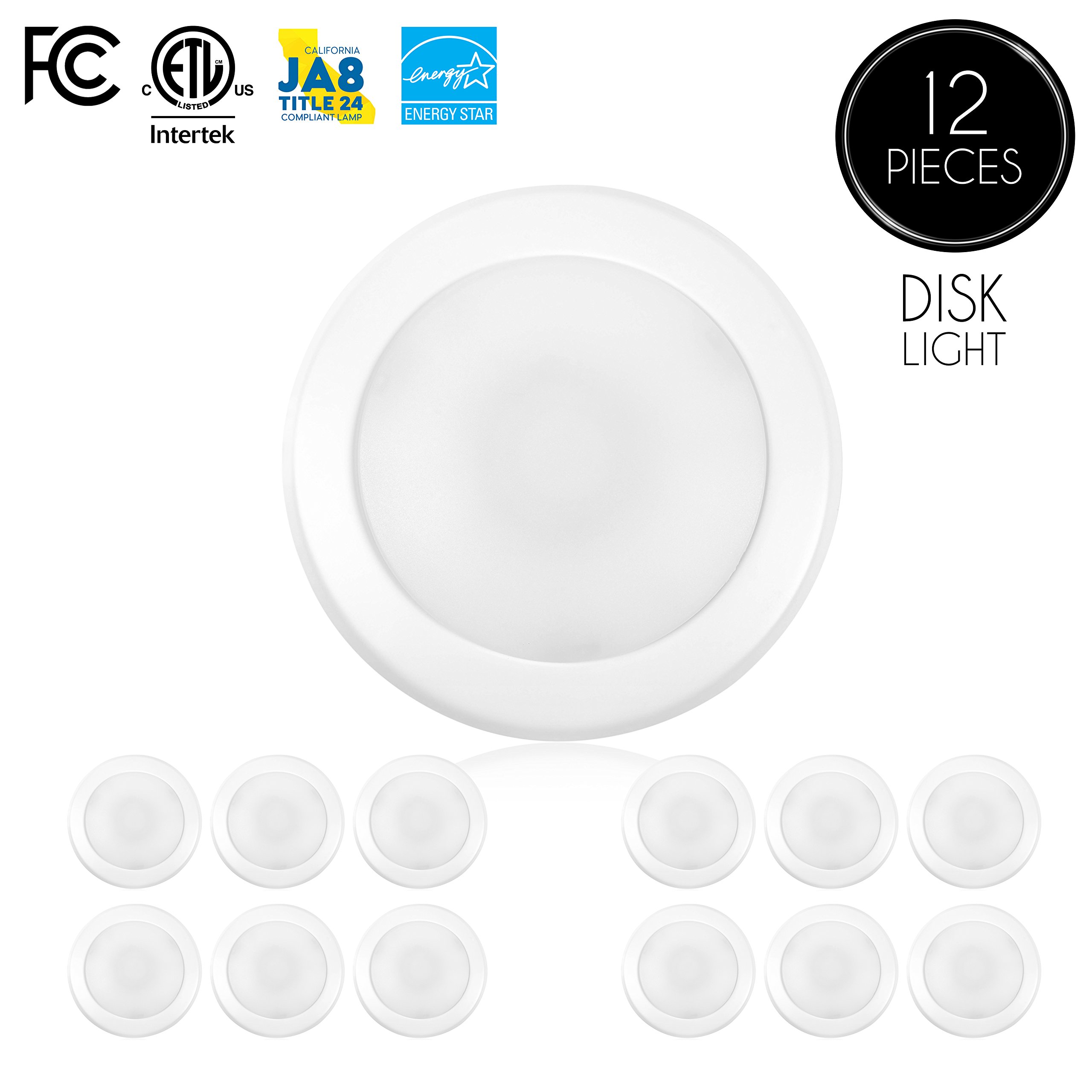 (12Pack) 5/6” Dimmable LED Disk Light Flush Mount Ceiling Fixture