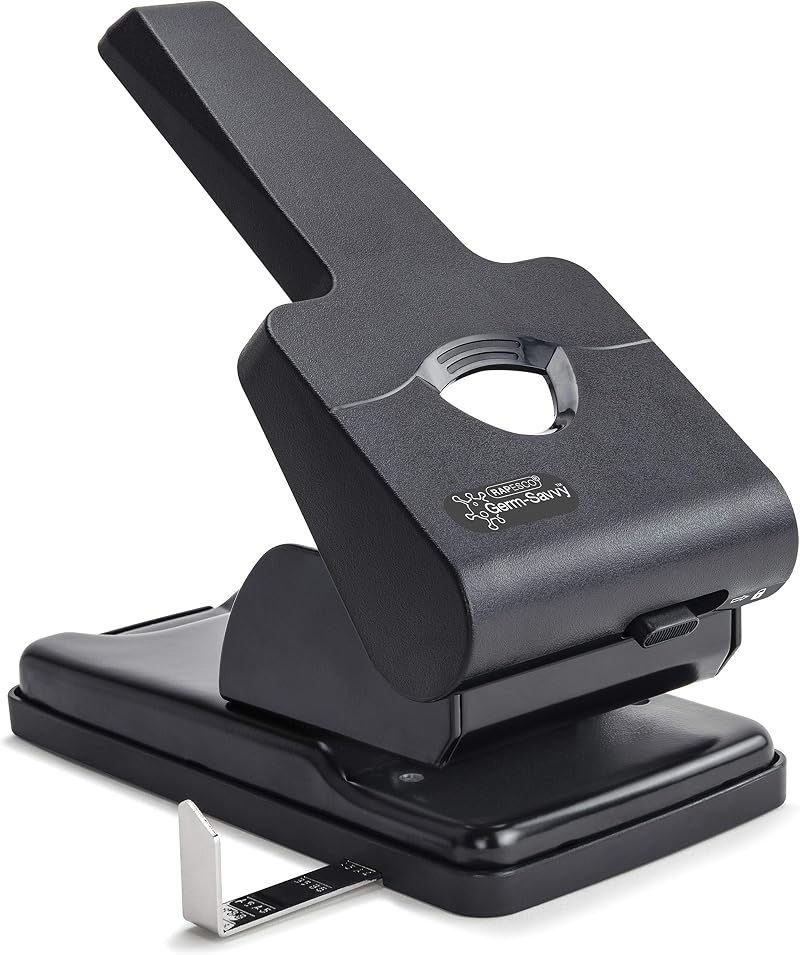 Rapesco 1631 Germ-Savvy Antibacterial Heavy Duty 2-Hole Punch Black