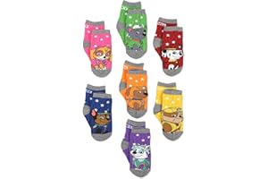 NICK JR. Paw Patrol Boys Girls 7 pack Socks with Grippers (Shoe: 7-10 (Sock:4-6), Grey/Multi)