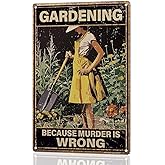 MOLESS Funny Garden Sign – Gardening Because Murder Is Wrong | 12x8″ Vintage Metal Sign for Outdoor Garden Decor - Humorous Gardening Gift for Women & Plant Lovers, 2337