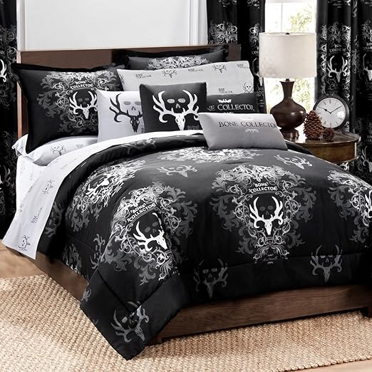 Amazon Com Bone Collector Comforter Sham Set King Black Grey