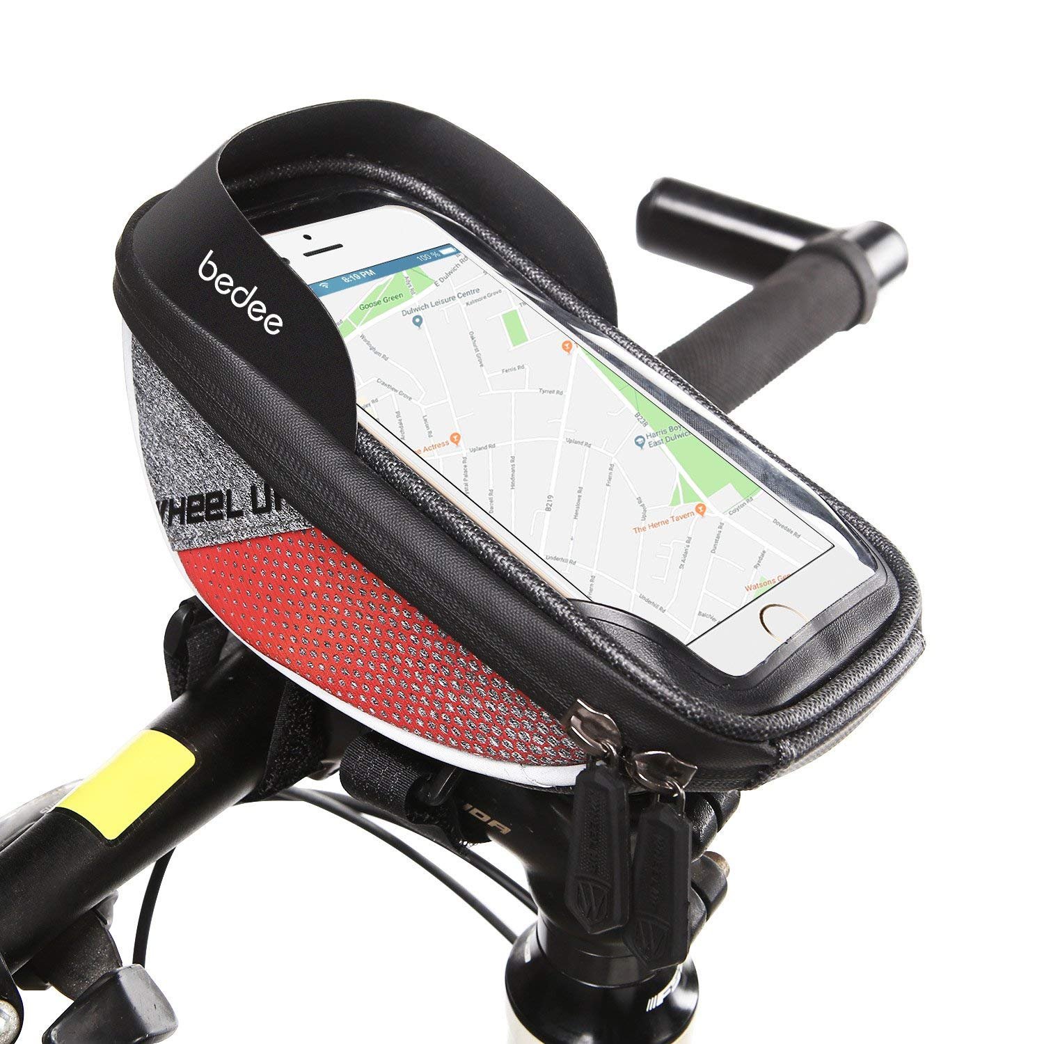 bedee Borsa Telaio Bici, 6 inch con TPU Touch-screen Porta Cellulare Bici, Borsa Impermeabile da Manubrio per Biciclette, Borse Biciclette Supporto Bici MTB BMX (Nero)