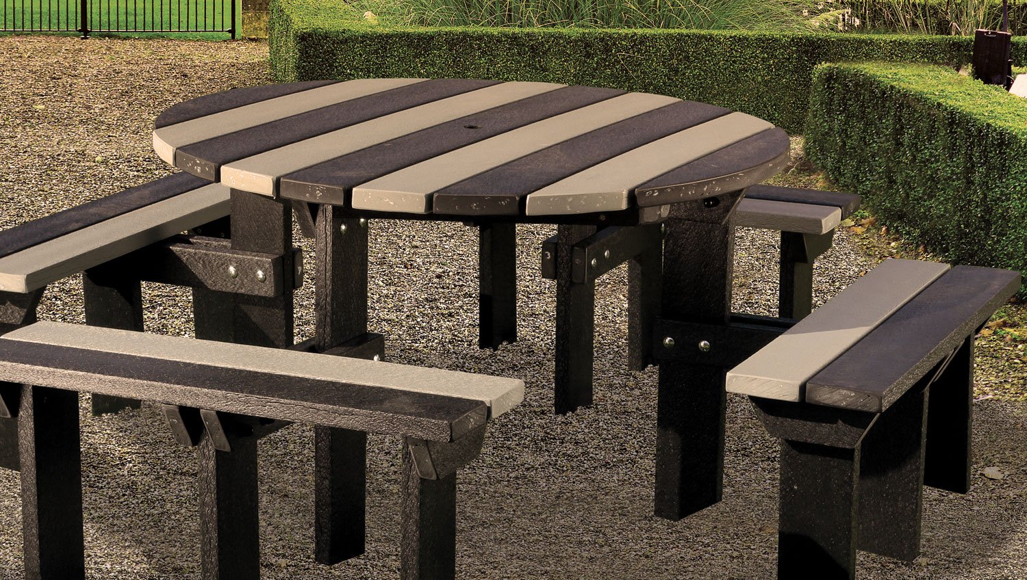 Adult Olympic Round Picnic Bench Table Weatherproof Recycled Plastic
