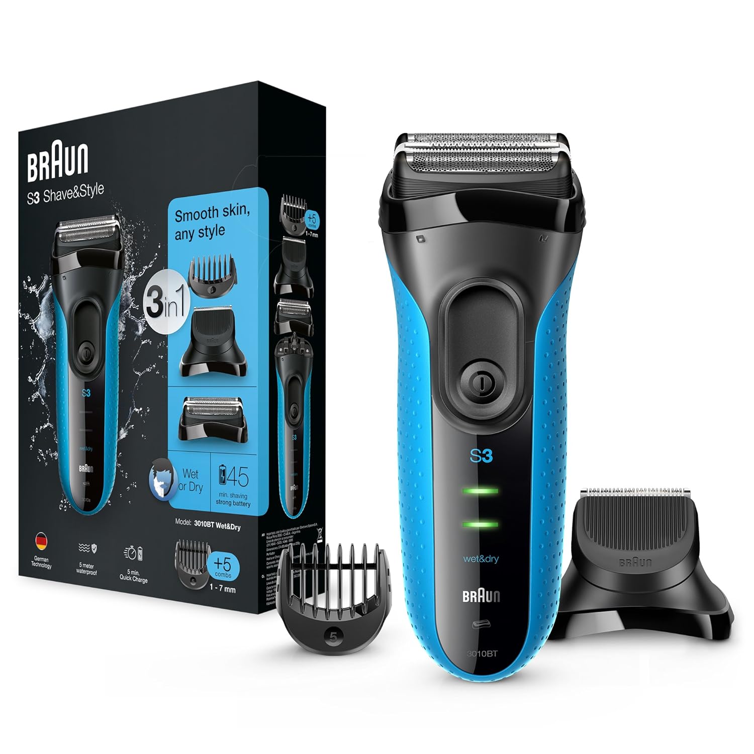 Braun Series 3 3010s Shaver and Beard Trimmer , 3in1 Wet and Dry