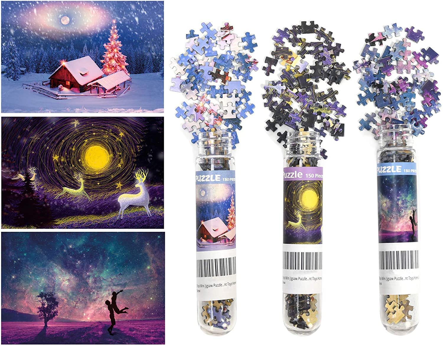 3 Pack Mini Jigsaw Puzzles 150 Pieces for Adults Small Jigsaw Puzzle 6 x 4 Inches House Entertainment Home Decor Puzzles