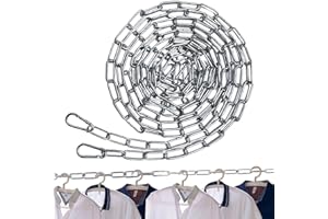 Stainless Steel Chain 2m with 2 Safety Clips, 3mm Welded Polished Heavy-Duty Metal Link for Swing, Garden, Pet, Anchor, Hangi
