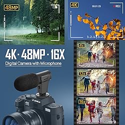 G-Anica 4K Digital Cameras for Photography, 48MP