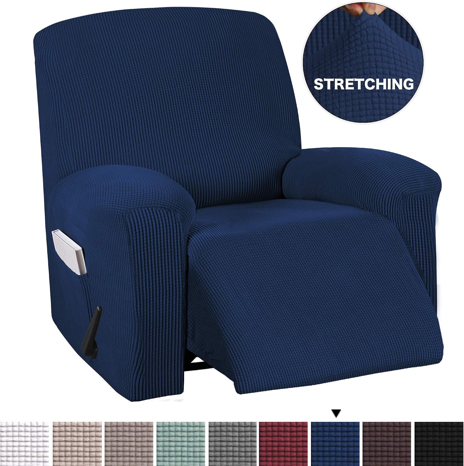BellaHills Stretch Recliner Cover Recliner Chair Covers for Living Room Recliner Chair Slipcover with Side Pocket