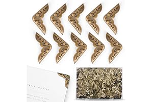 CAPHONT 500 PCS Book Corner Protectors Metal Vintage Iron Book Corners Paperback Corner Protectors for Photo Corners Triangle Carved Decorative Protector for Photo Albums Notebooks and Folders (Bronze)