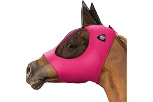 SmithBuilt Horse Fly Mask (Pink, Horse) - Mesh Eyes and Ears, Breathable Fabric, UV Protection