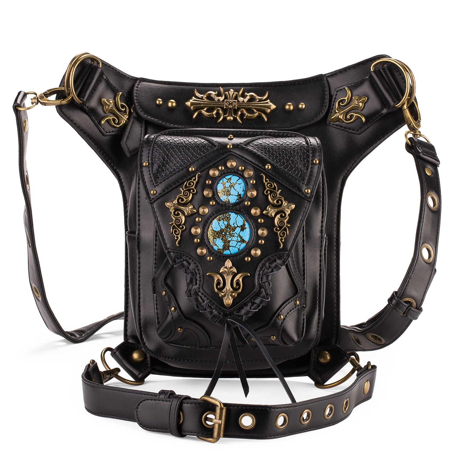 Cestlafit Women Men Leather Steampunk Bag Vintage Shoulder Steampunk