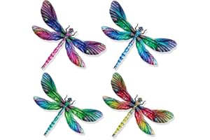 Metal Dragonfly Wall Decor, 9 Inches Dragonfly Outdoor Wall Art for Fence Garden Yard Patio Decorations (4, dragonfly-a)