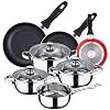 San-Ignacio-Set-3-sartenes-Bateria-7-piezas-Faro-O16O20O24-cms-rojo-aluminio-prensado-antiadherente-induccion