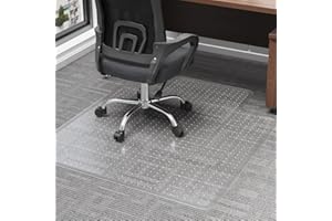 FUNMAT Chair Mat for Carpet, 45" x 53" Easy Glide Desk Chair Mat for Carpeted Floors, Beveled Edge Vinyl Mat with Grips, Heavy Duty Carpet Protector for Home Office, Clear(with Lip)